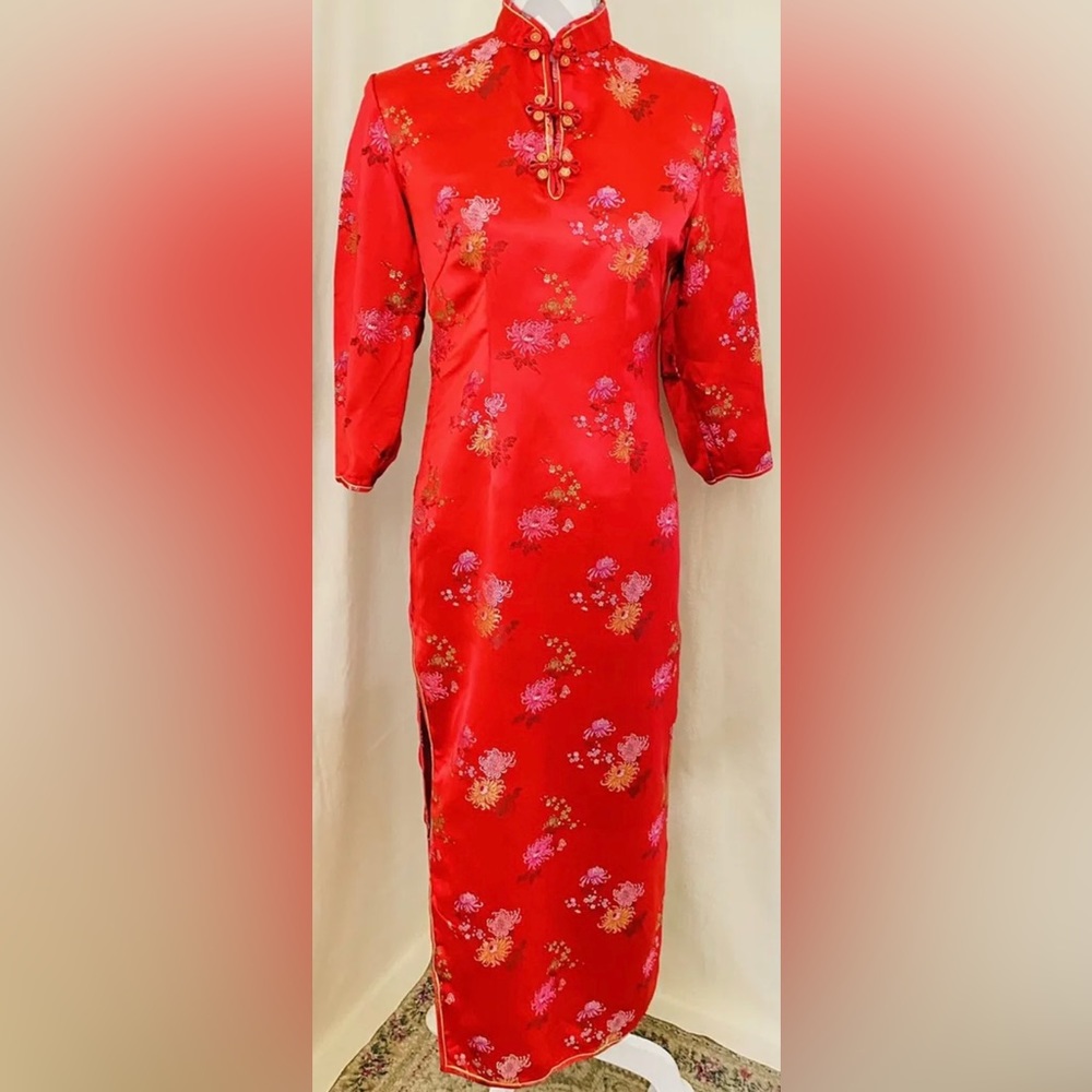 Vintage Original Chinese Silk Dress Red